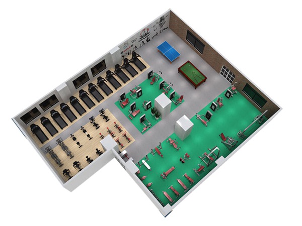 1000平方健身房配置方案-广西好博体育健身器材有限公司