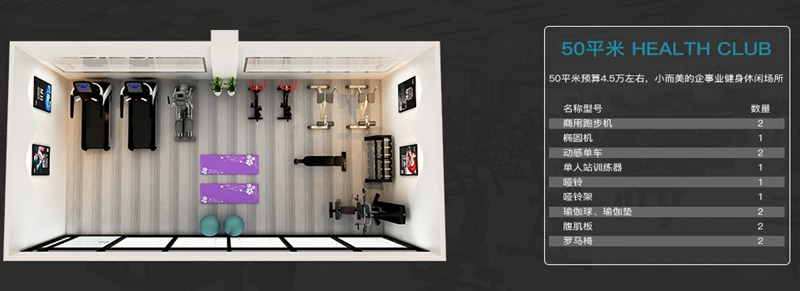 50平方健身室-好博健身器材企事业健身解决方案