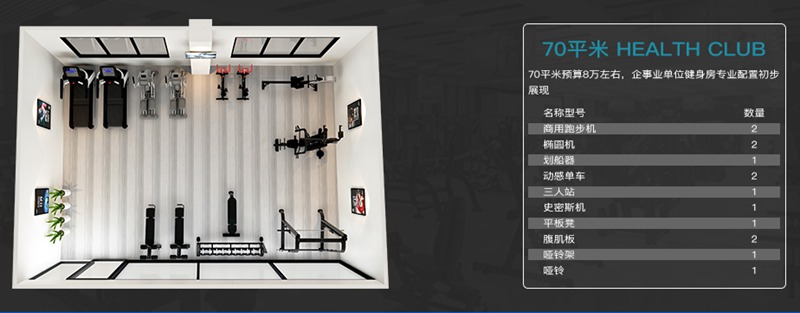70平方健身室-好博健身器材企事业健身解决方案